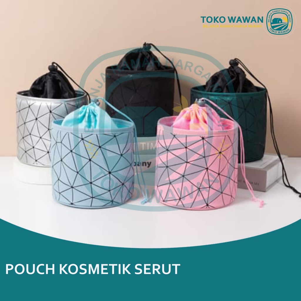 Pouch Makeup Serut / Tas Kosmetik Multifungsi Portabel Tahan Air / Tas Serut Berkapasitas Besar