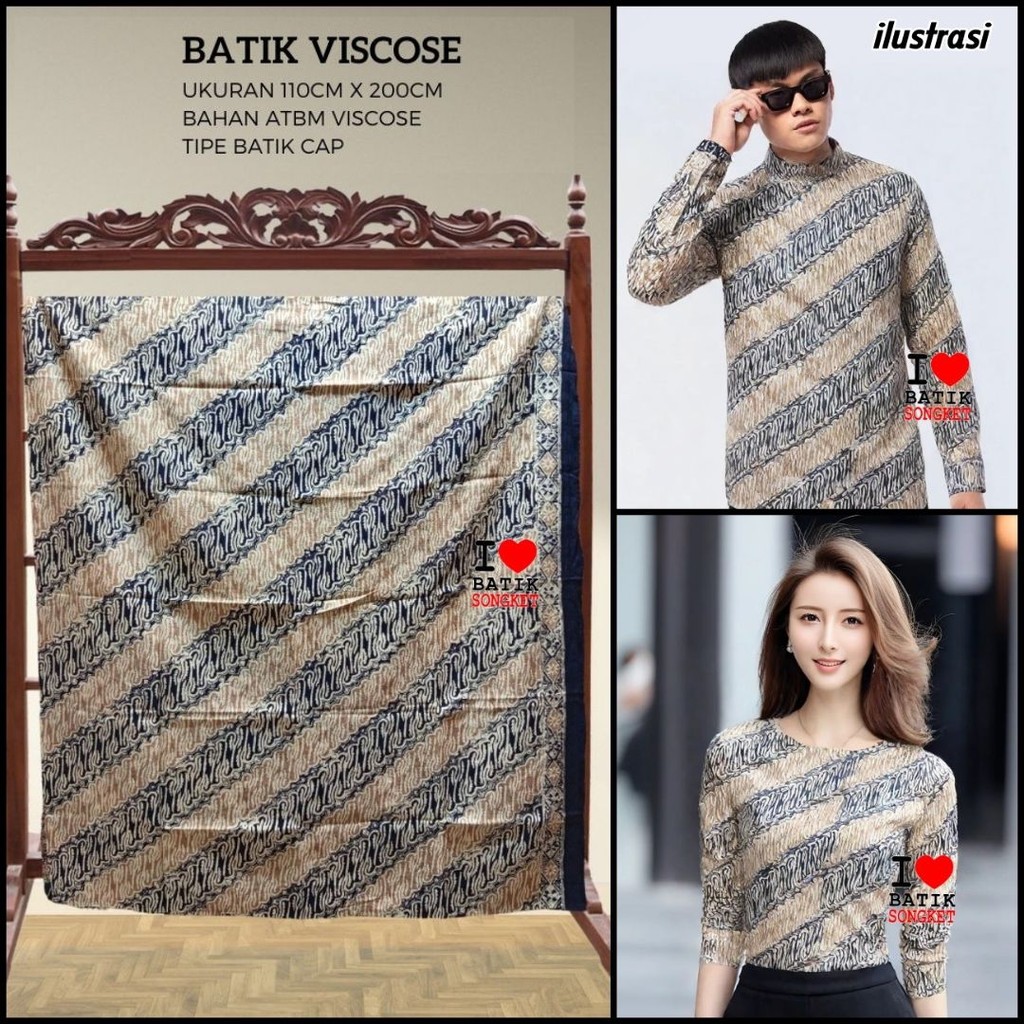 VISCOS PASTEL PARANG MOTIF 35 BAHAN KAIN BATIK VISCOSE VISKOS ATBM KATUN BIRU CANDY