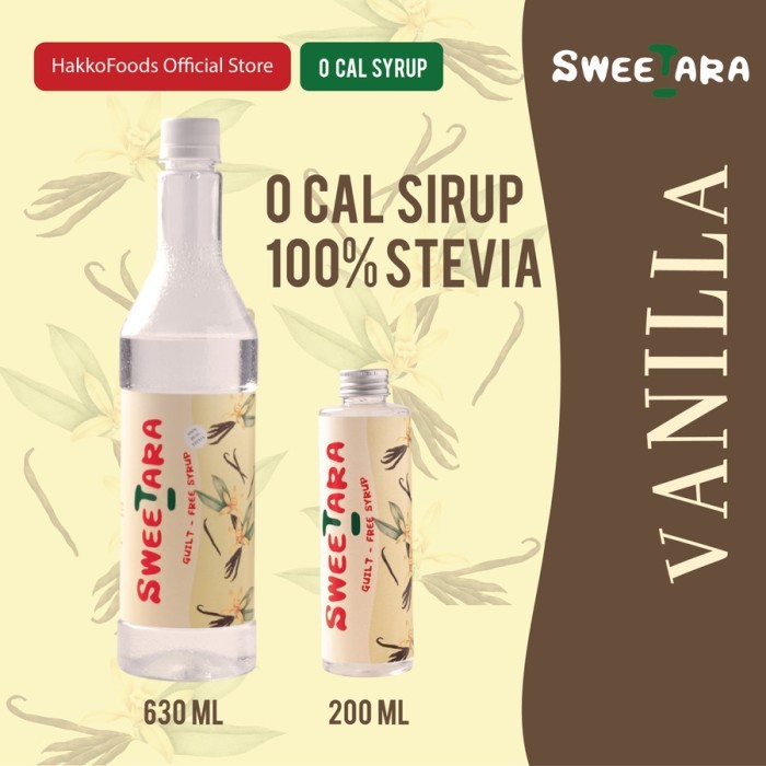 

Sweetara Sirup Vanilla | Sirup Stevia Zero Calorie 200 ml / 630 ml by Hakkofoods