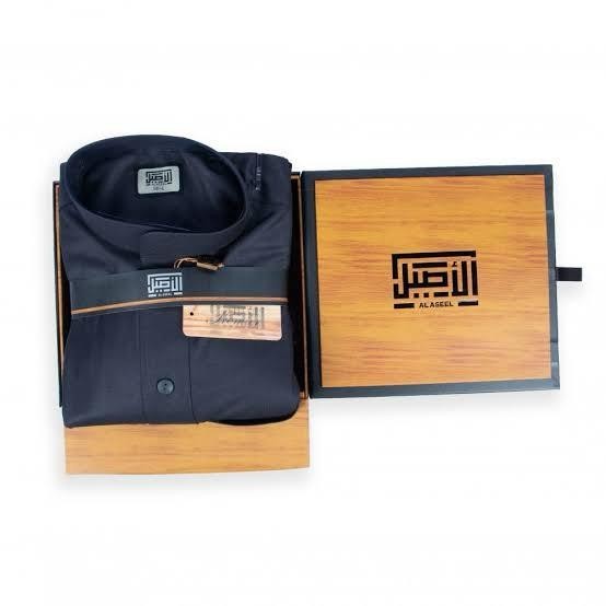 Busana Muslim Jubah Gamis Polykatun AL ASEEL - PREMIER Non Manset Laki Pria Hitam Polos Berkerah Bul