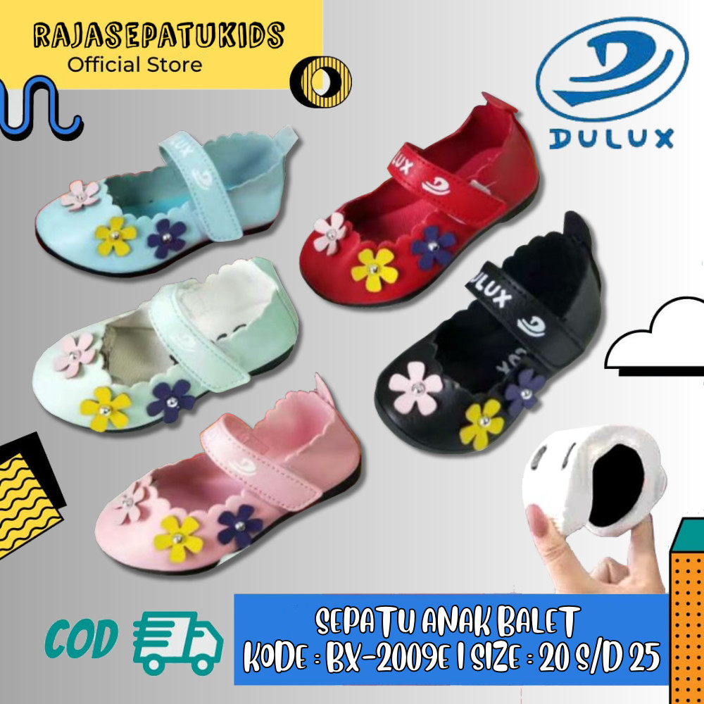 (COD) Sepatu Anak Perempuan Balet Motif Bunga DULUX BX-2009E / Sepatu Balet Perempuan Motif Bunga An