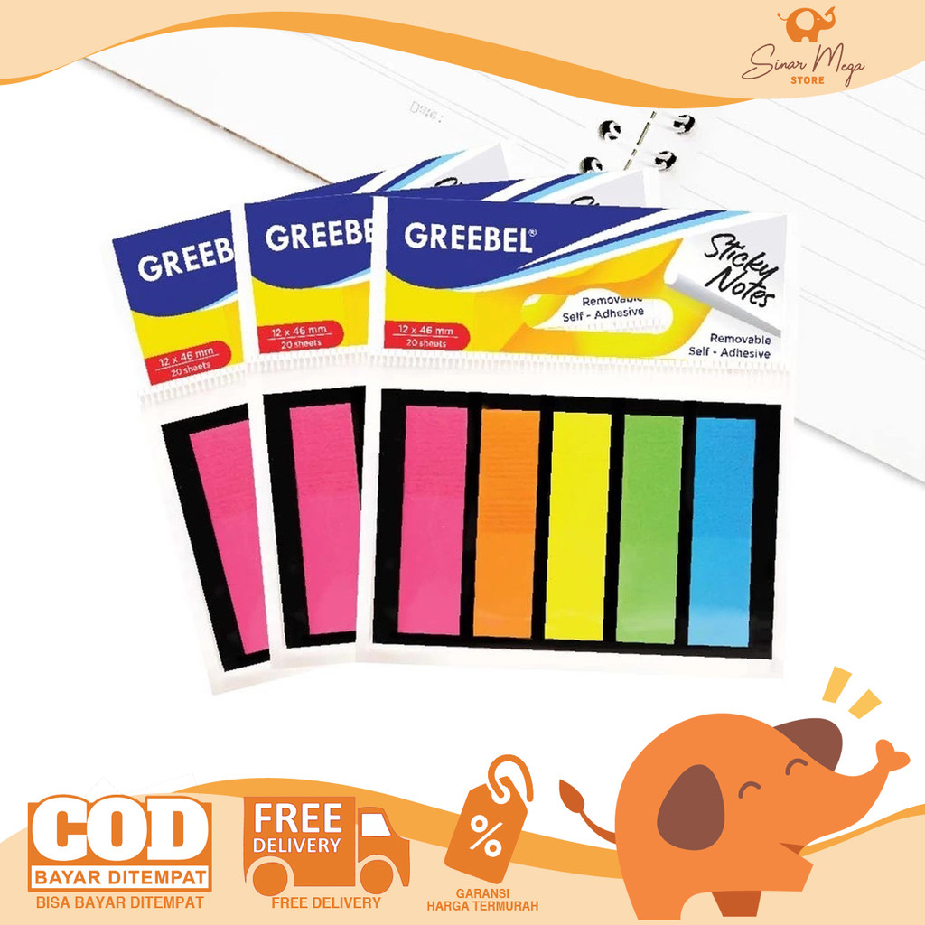 

GREEBEL Index Memo Sticky Notes Gin 5W 124620 Plastik Penanda Tempel 100 Lembar Murah