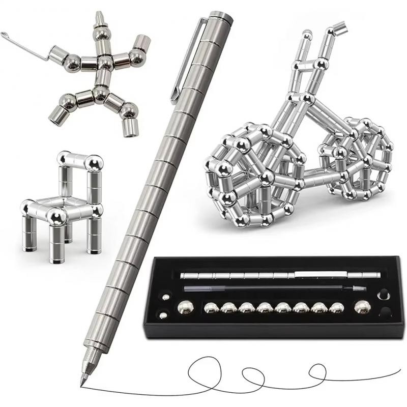 

Fidget Magnetic Pen Toy, Magnet Polar Pen, Decompression Writing Pen for Anxiety Relief, Finger Spinning Gifts for kids and Teen
