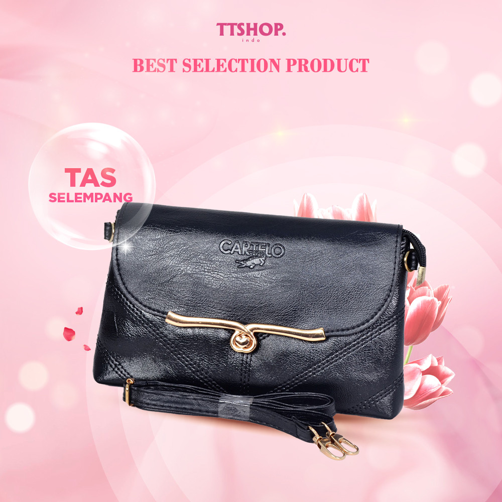 𝙏𝙏𝙎𝙃𝙊𝙋 Tas Selempang Embos Cartelo Kunci Putar Wanita  6096-1