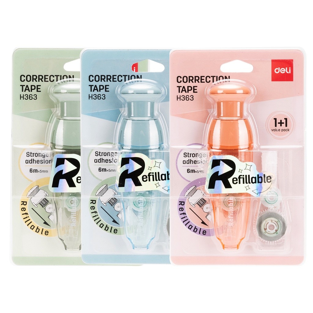 

Deli Retracable Correction Tape / Pita Koreksi Cetek 6 Meter Free Refill EH363