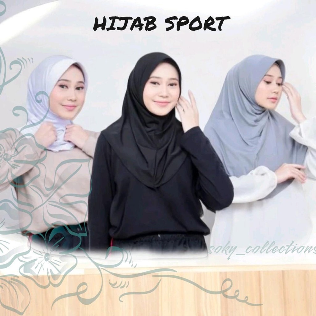 KERUDUNG SPORT KHIMAR INSTAN JERSEY PREMIUM / HIJAB BERGO INSTAN ALL SIZE UKURAN S M L  Kerudung Mus