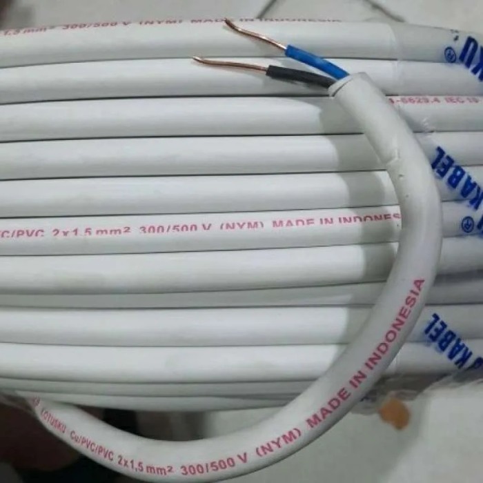 Kabel Listrik NYM Lotus 2x1.5MM METERAN Kabel NYM SNI Tunggal LOTUSku Tembaga 2x1.5 mm Per Meter