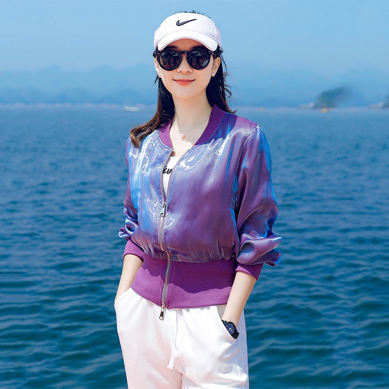 Women's new ice silk glossy sun protection jacket jacket jacket