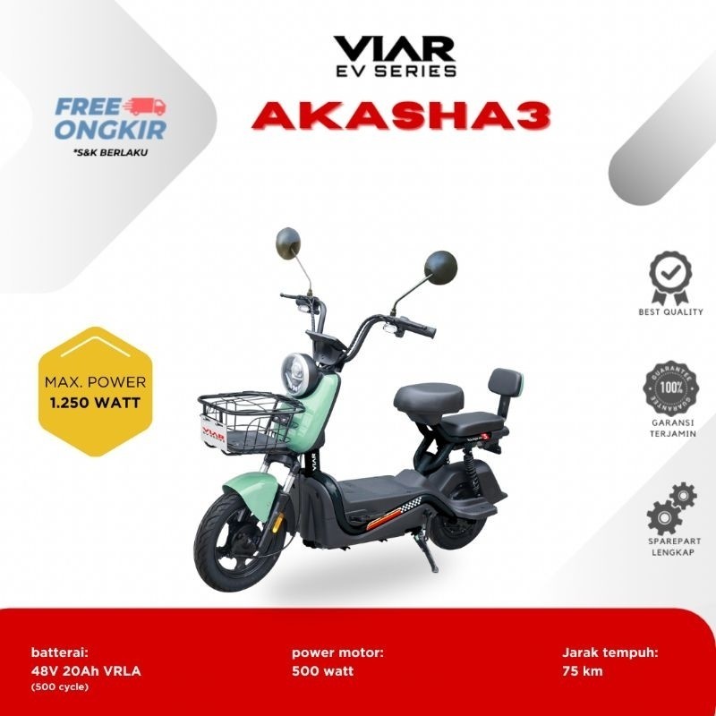 SEPEDA LISTRIK VIAR AKASHA3 / AKASHA1 - ORIGINAL - GARANSI RESMI