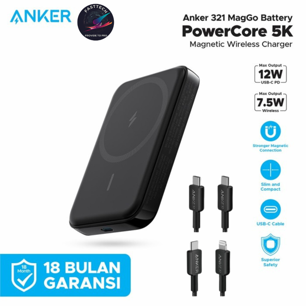 Powerbank Anker 321 MagGo Powercore Magnetic 5k – Garansi Resmi Anker