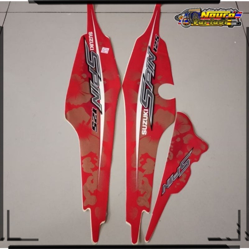 Aksesoris COD Striping Suzuki spin sr 125 2007 2008 merah flower stiker body motor