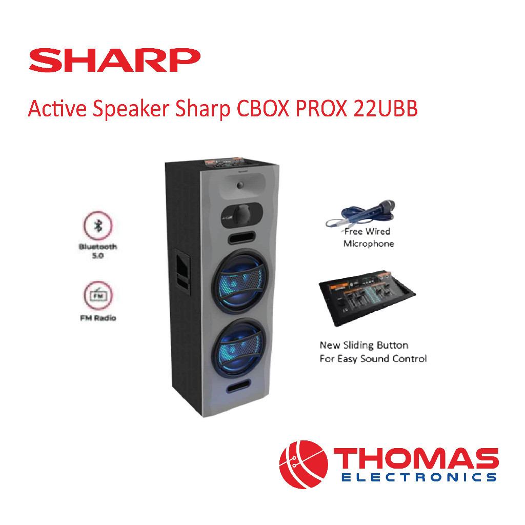Active Speaker Sharp CBOX PROX22UBB PROX 22 UBB 12 Inch Bluetooth Free Mic Garansi