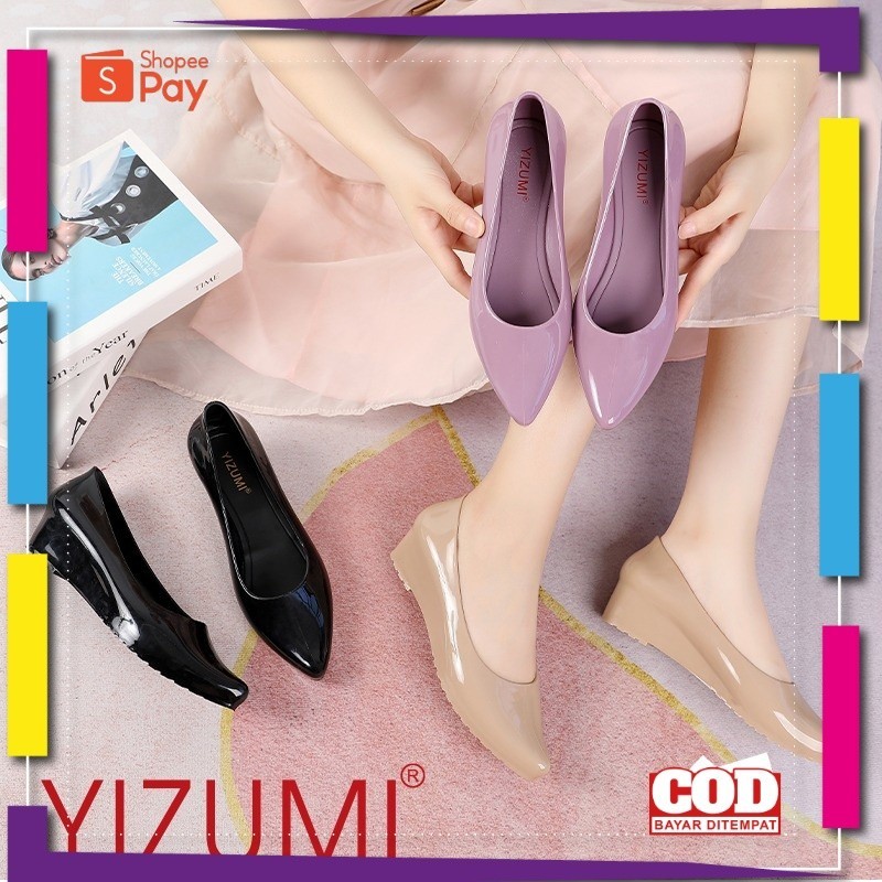 UKURAN SIZE 37 38 39 40 41 42 43 44 45 / Sepatu Jelly Wanita Wedges | Sepatu Kerja Wanita Yizumi l L