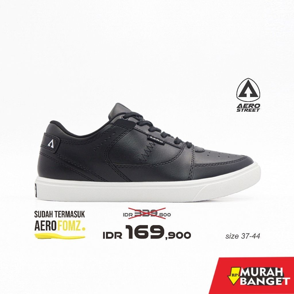 Sepatu running wanita- Aerostreet 37-44 Hoops Low Putih Hitam Hitam - Sepatu Sneaker Sport