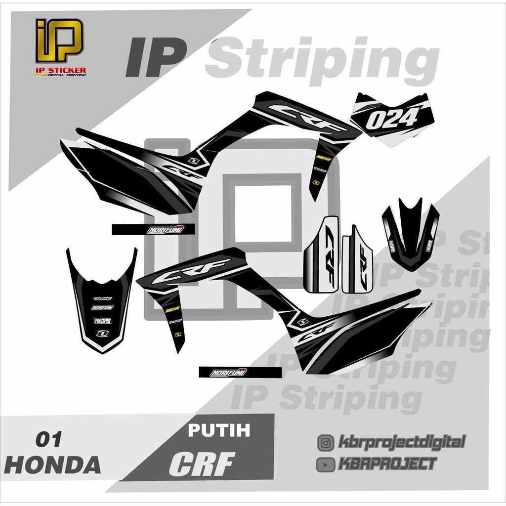 (cod) Stiker Motor CRF 150 L sticker striping list motor HONDA CRF 150 L kode 01 Racing Supermoto Mo