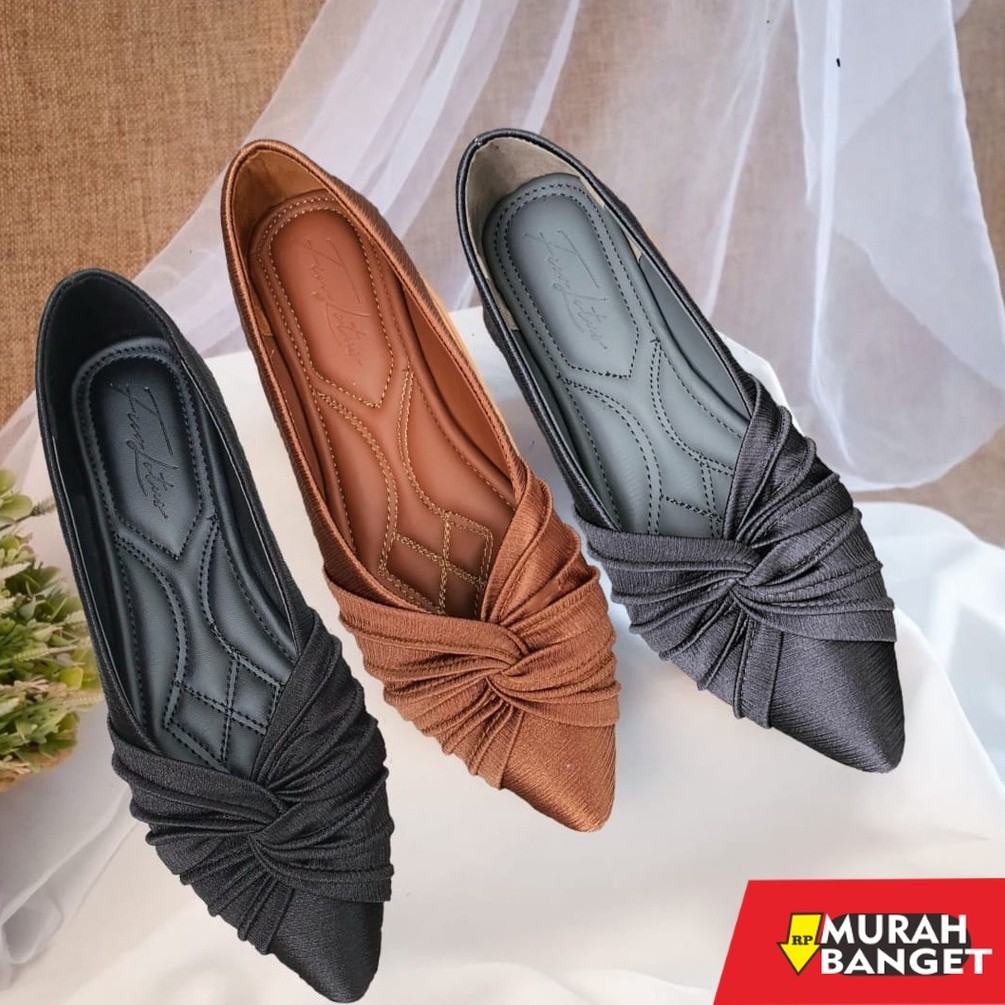 Sepatu pesta cewek- FIOR LOTUS Balerina Satin Salur AR 20 - Fior Store