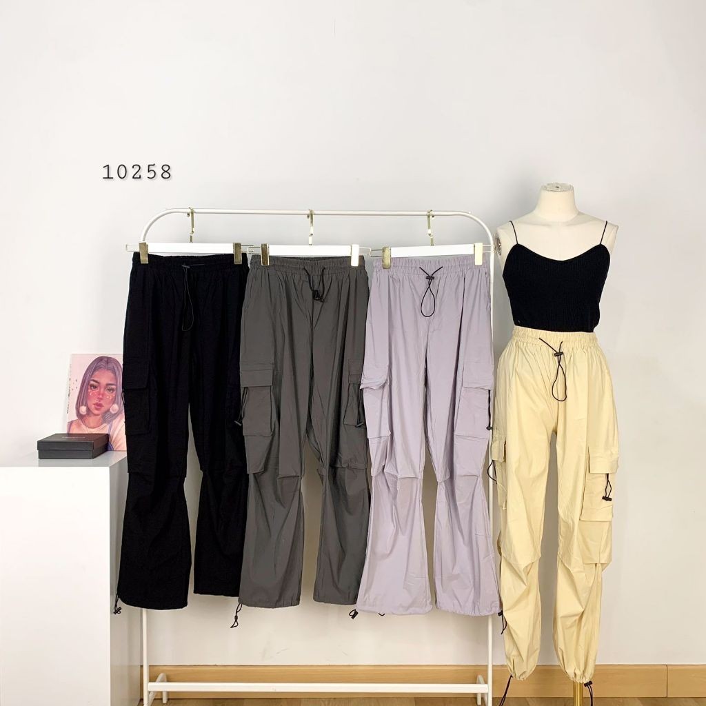 CELANA CARGO PARASUT STRETCH POLOS VARIASI PINGGANG KARET MIX TALI SERUT PREMIUM WANITA BAWAHAN CELA