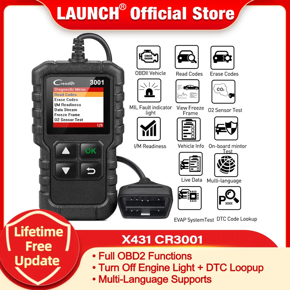 LAUNCH X431 CR3001 Car Full OBD2 Diagnostic Tools Automotive Professional Code Reader Scanner Check 