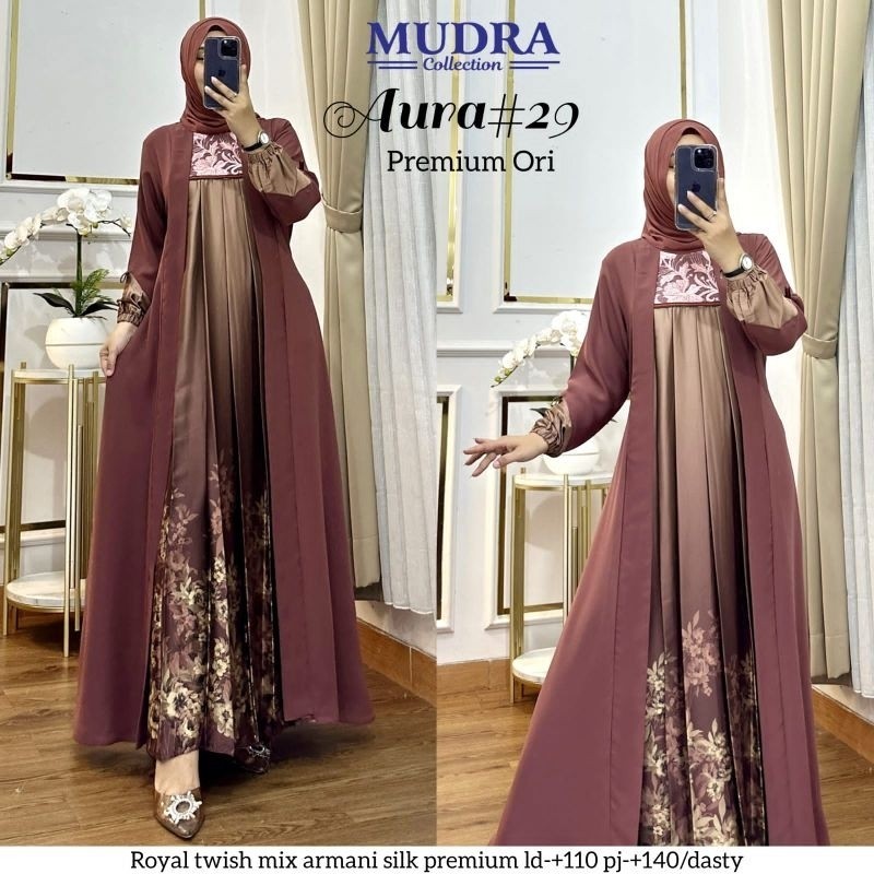 5.5 BIG SALE ORI AURA gamis mewah terbaru super best seller by mudra.yeta set hijab.arsya.aurora