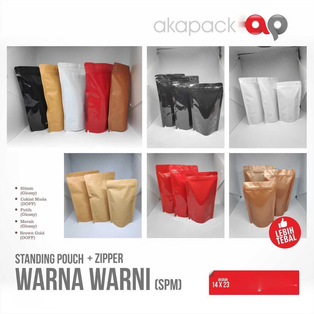 (100pcs) SPM 16x24 Kemasan Standing Pouch Alumunium Metaliz Warna warni Tebal Murah