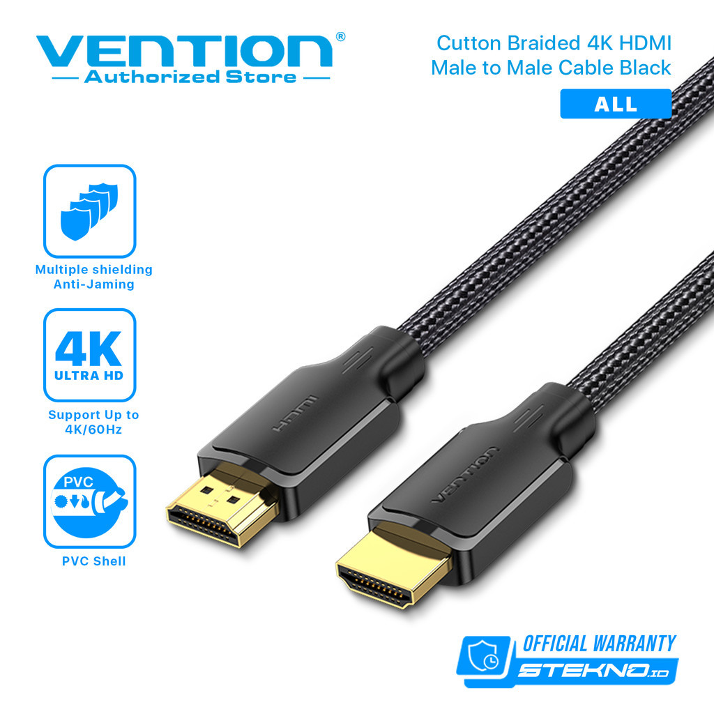 Vention Kabel HDMI 2.0 4K Male To Male Cotton Braided High Speed Quality 0.5M - 10M