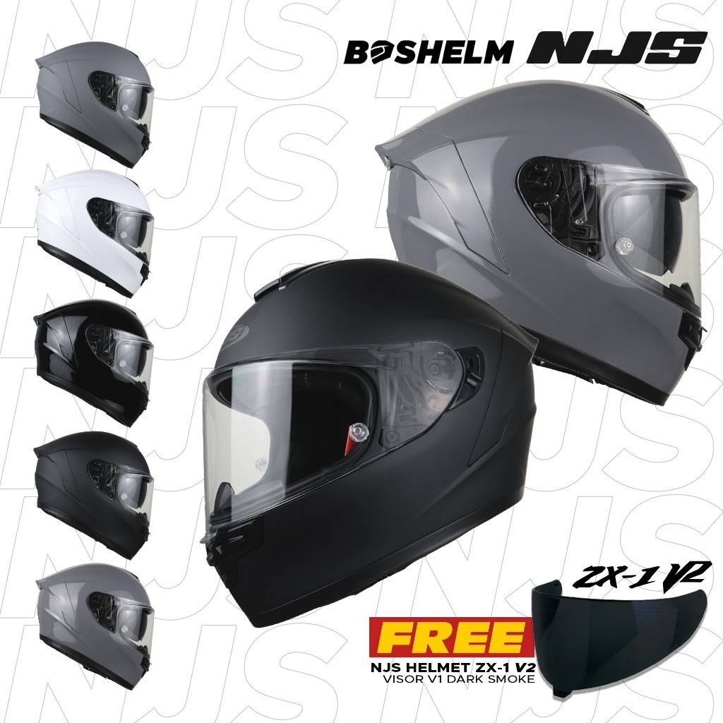 BOSHELM Helm NJS ZX-1 V2 SOLID Helm Full Face SNI