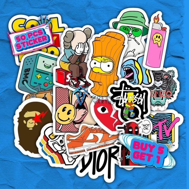 

Stiker Hypebeast 50 Pcs Brand Aesthetic Anti Air Tinggal Pasang