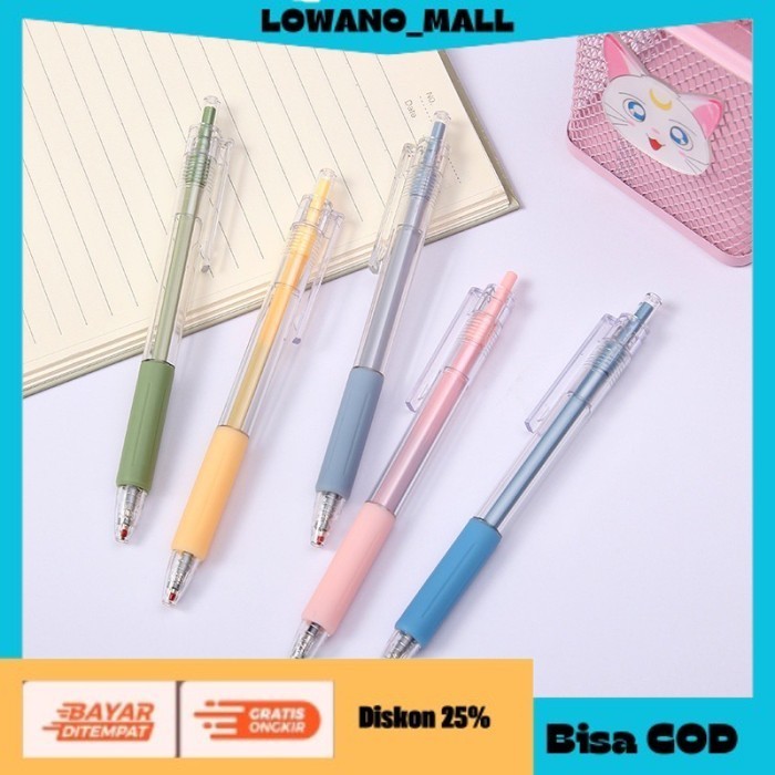 

[[LOWANOMALL]] TERLARIS Pena Gel Hitam 0.5mm Korean Aesthetic Style Macaron Color PINK COD