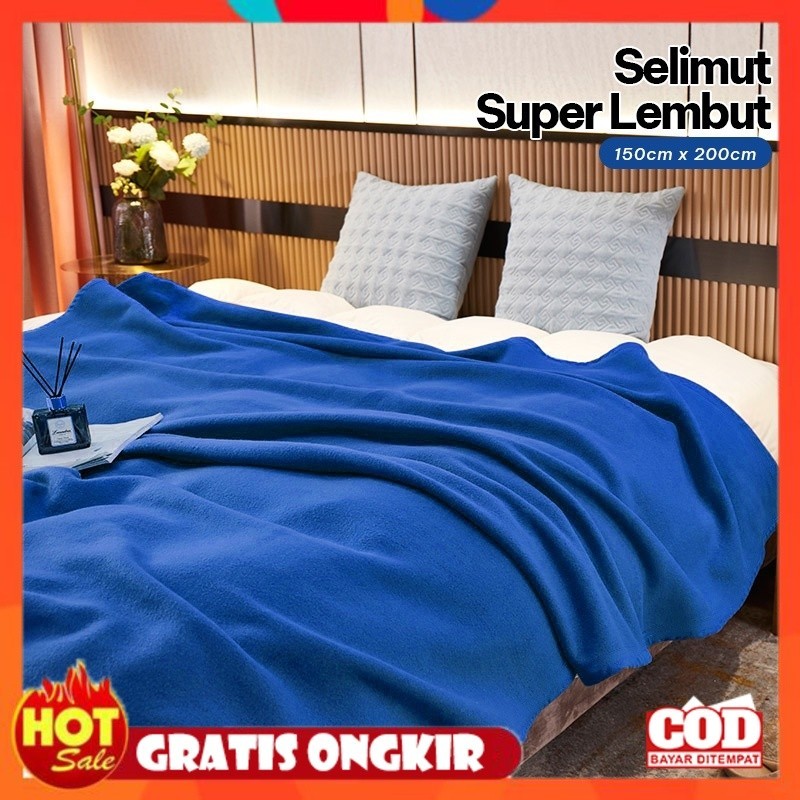KAIN HALUS ADEM LEMBUT TEBAL / Selimut Polos 150x200cm Bahan Fleece Kapasitas 2 Orang / Selimut Sofa