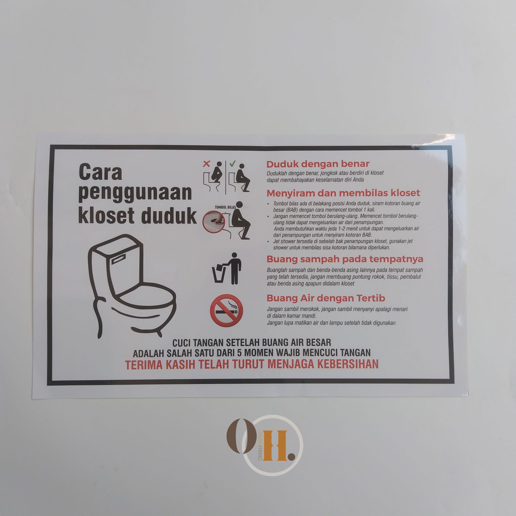 

Stiker cara pakai toilet duduk - Stiker penggunaan toilet duduk - Stiker Vinyl
