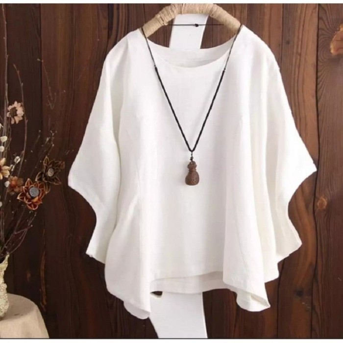 Terlaris ✨ -Atasan batwing jumbo Putih [Baju Atasan Wanita 0140] merk TA1A