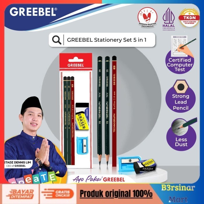 

[[KUALITAS TERBAIK]] GREEBEL Stationery Set 5 In 1 /Stationary/Paket Alat Tulis Set COD