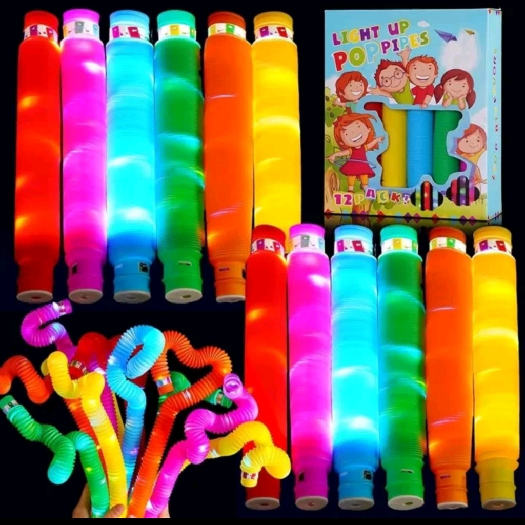 Mainan Selang Light Up Pop Tubes / Mainan Pop Pipes Led / Mainan Viral Selang Pop Tubes Termurah / M