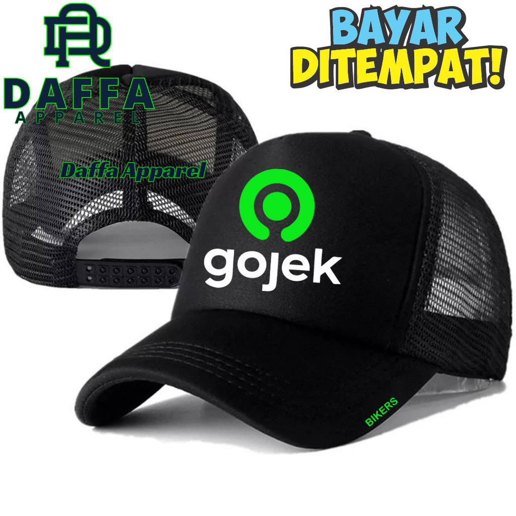Daffa Apparel Topi Trucker GOJEK - Topi Distro GOJEK Logo - Topi OJOL GOJEK Premium - Topi Pria Dewa