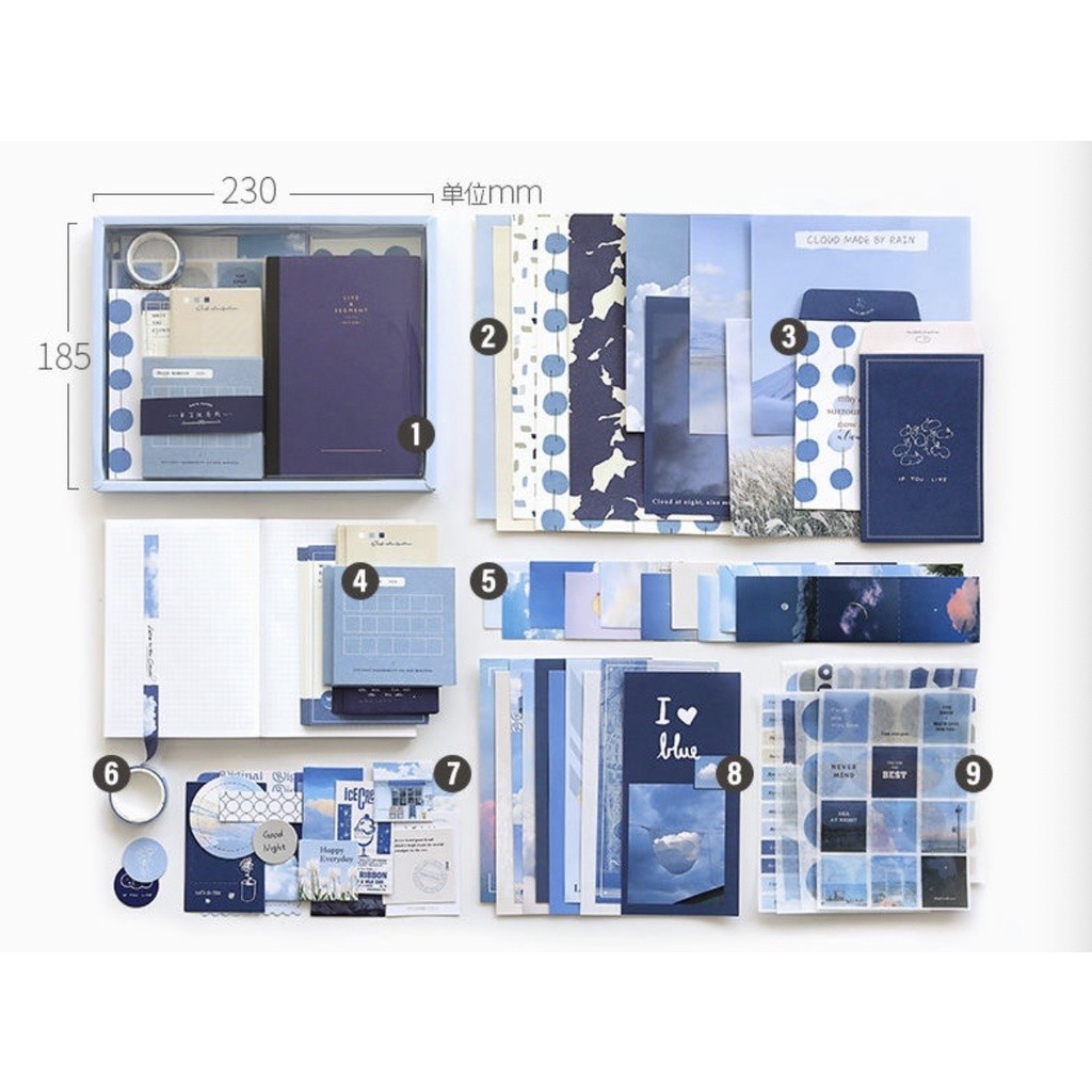 

bib 155pcsJournal Kit Set Gift Box / Paket Set Agenda / Notebook lucu/diary lucu / Buku Tulis