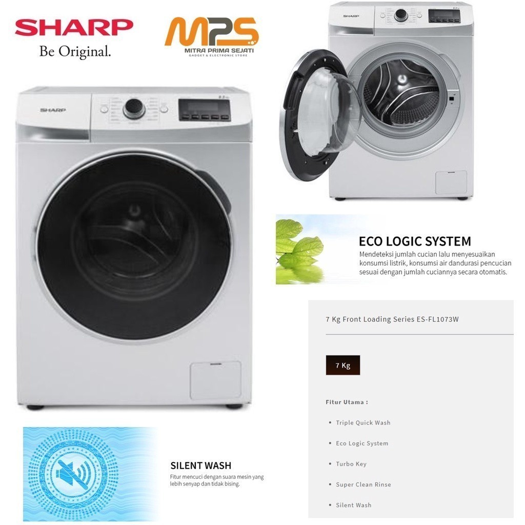 Mesin Cuci Front Loading Sharp ESFL 1073 W - 7KG