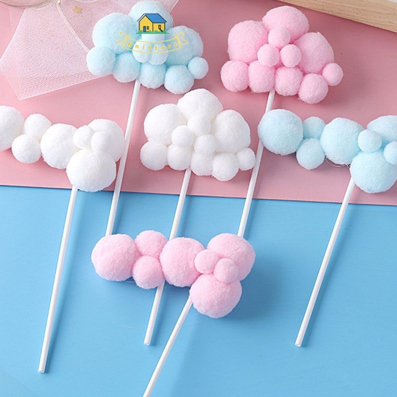Topper happy birthday/topper Kue/topper cake Awan & Balon Udara 3d Untuk Dekorasi Knitterr
