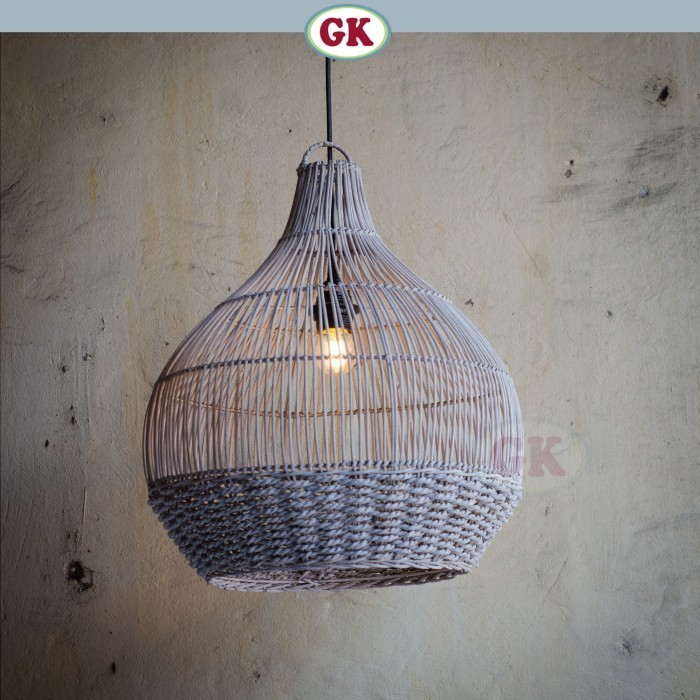 D40 lampu hias gantung rotan putih lampu dekorasi cafe 1119