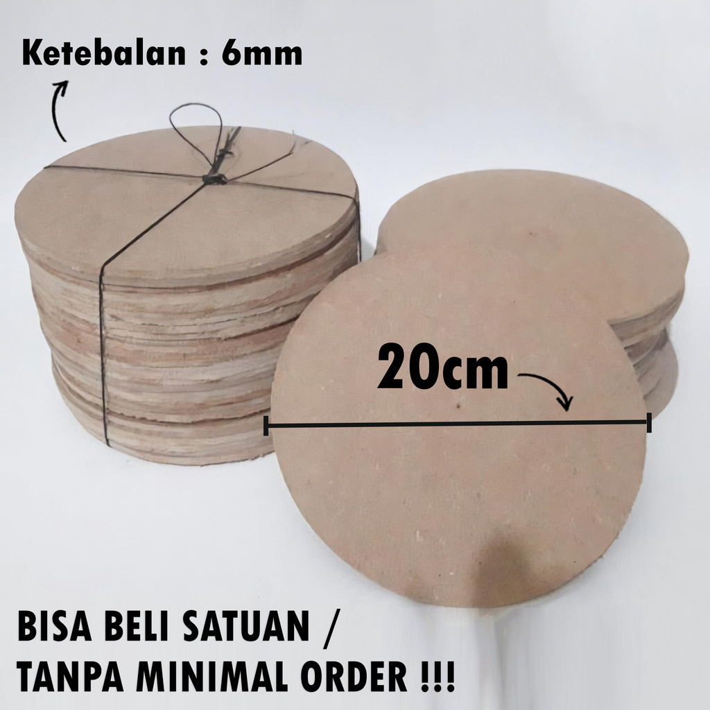 Papan Kayu mdf polos bulat lingkaran diameter 20 cm tebal 6 mm bahan kreasi jam dinding dan hiasan d