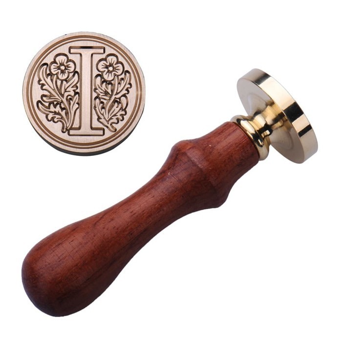 

[[ K23 - BEST SELLER ]] Wax Seal Stamp Wood Handle - Stempel Sealing Lilin Inisial Huruf A - T - Huruf I