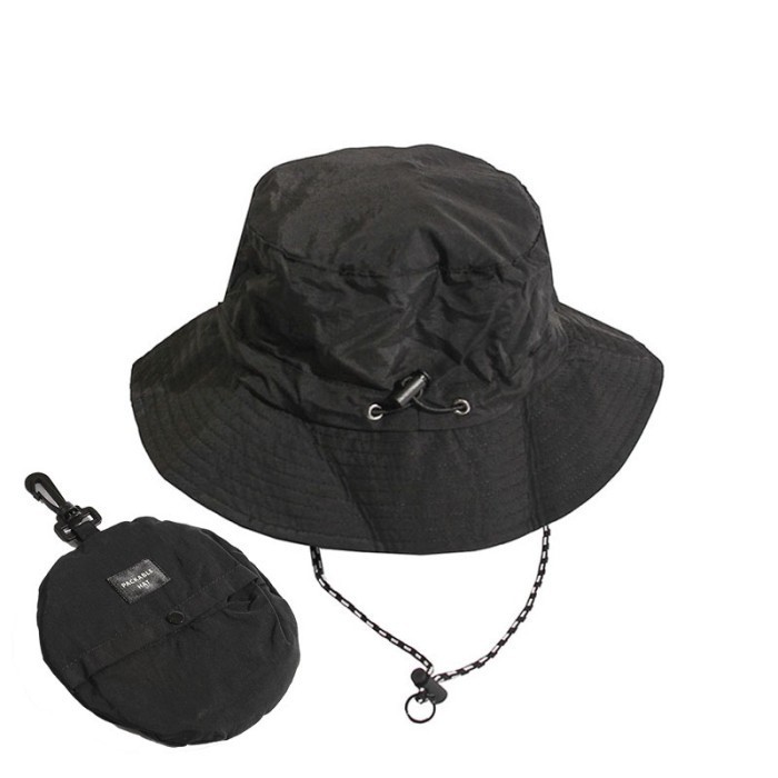 ✨W.H.Sw✨ - PROMO KKV Dylee&Lylee Waterproof Bucket Hat Topi Bucket Anti Air Pria Wanita - Black