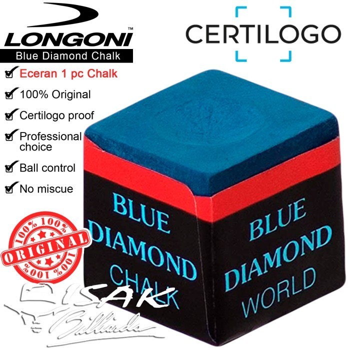 

Longoni Blue Diamond Chalk - Eceran 1 pc Original Kapur Billiard Asli