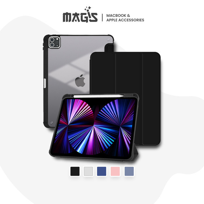 Acrylic 3 Fold Case + Pen Slot Casing Akrilik Skin Tablet Apple Protective Cover with Pen Slot iPad 