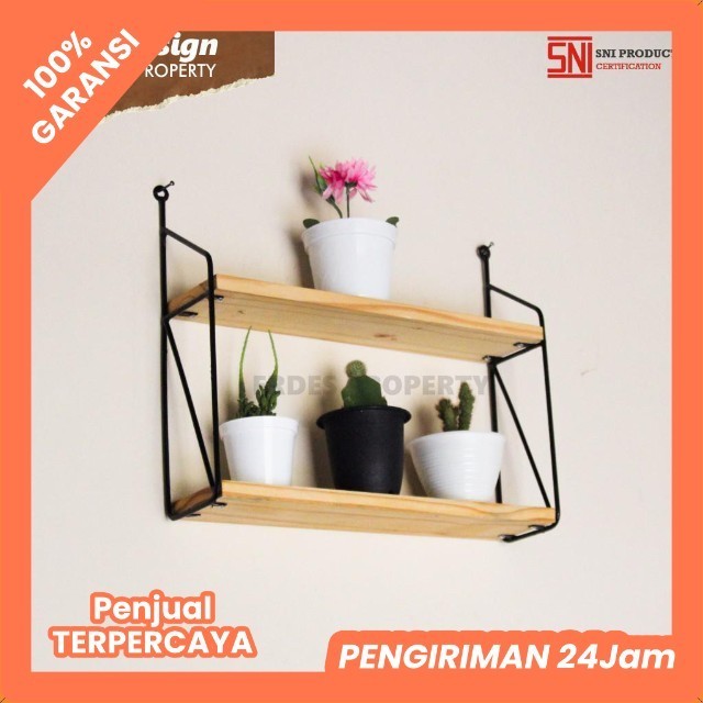 Rak Dinding Kayu Minimalis Tempat Bumbu Rak Dapur Gantung Besi Tatakan Pot Shaby Chic Multi Fungsi