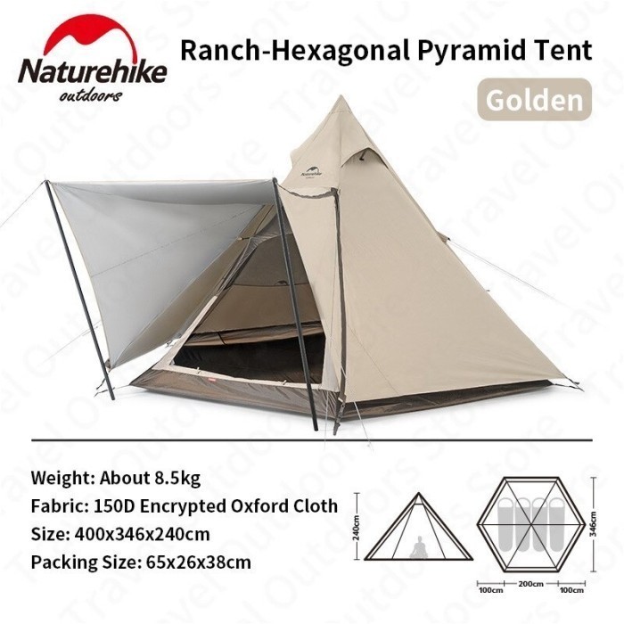 Tenda Piramid Hexagonal Naturehike NH20ZP013 Tenda Indian Glamping