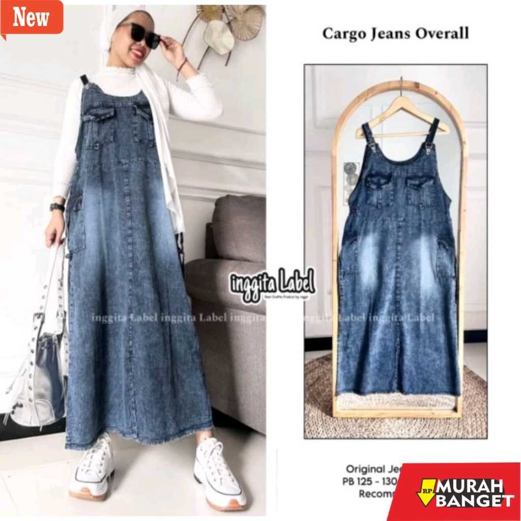 Jumpsuit Wanita Kekinian Cargo Overall Jeans overall jeans wanita overall dres korea terbaru kekinia