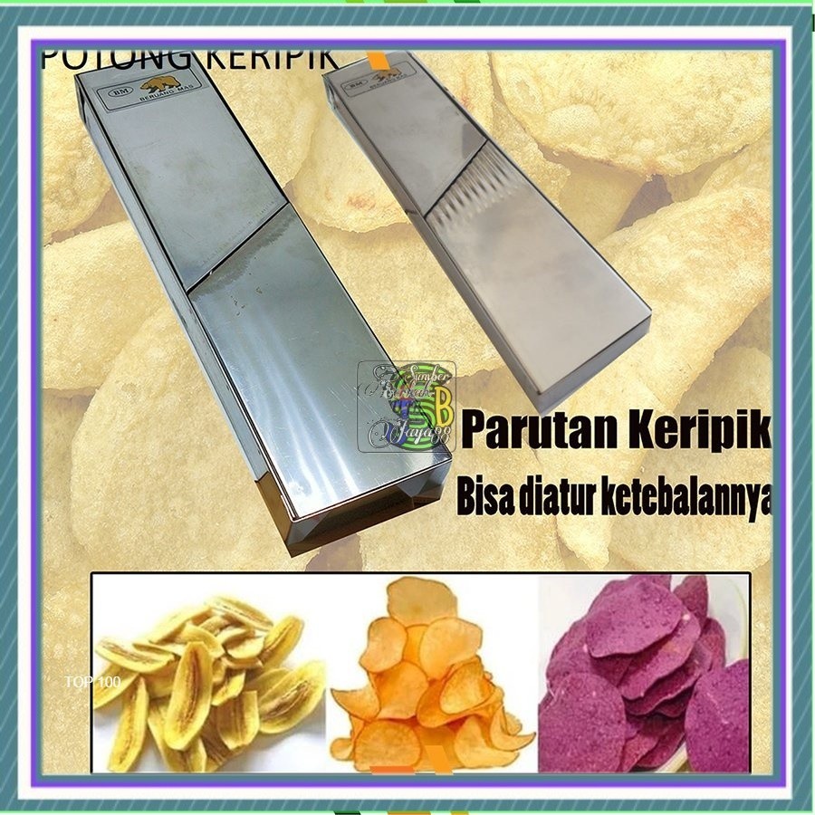 Parutan Keripik Kentang Singkong Stainless / Alat Pemotong Pasah Serbaguna Kripik Pisang Lurus dan G