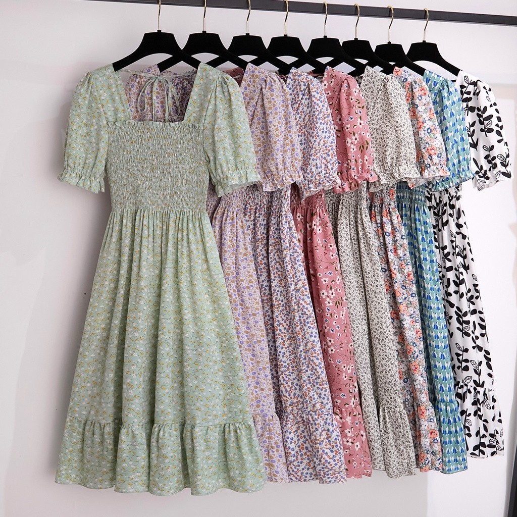Casual Korean Style Bali Midi Dress Pantai Gamis Hitam Polos Wanita Baju Pesta Baju Perempuan Kekini