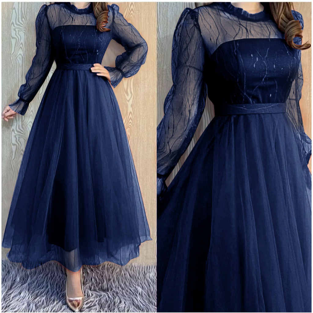 Dress wanita natal terbaru 2023 lengan panjang bahan tile gardedia model kekinian -jejenia//BAJU WAN