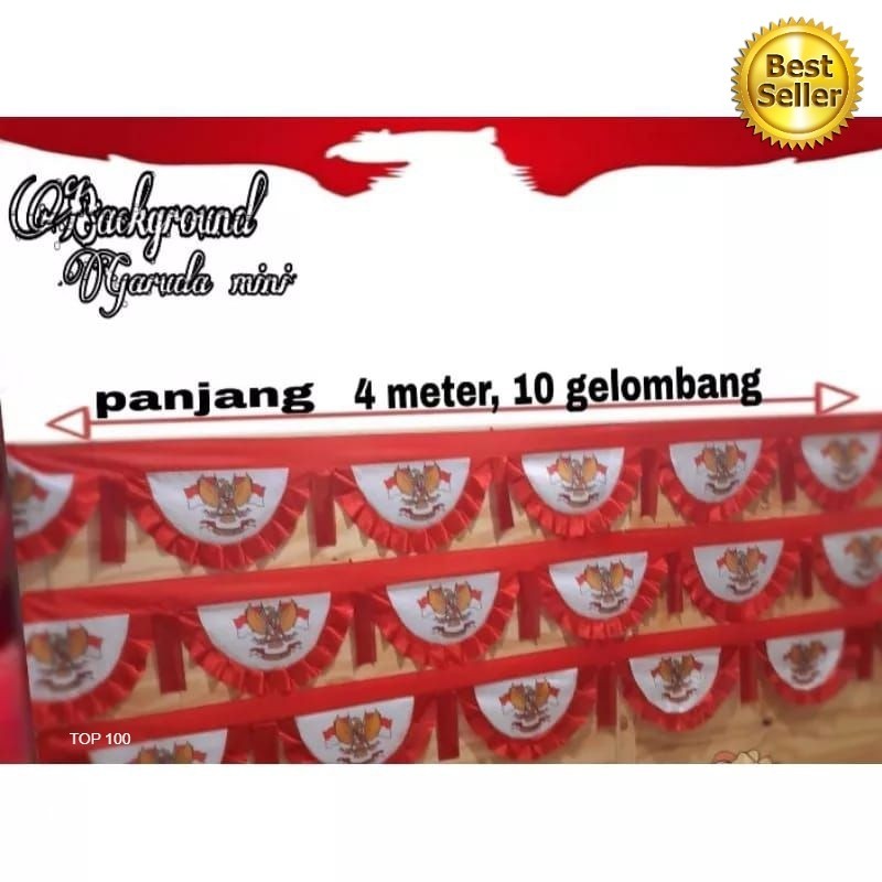 bendera Indonesia beckron mini 10glombang